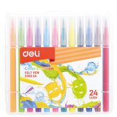 Фломастеры Deli EC10324 Color Emotion кисть смываемые 24 цвета пластиковый пенал 24шт.