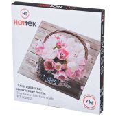 Весы кухонные Hottek 962-023 РОЗОВЫЕ ТЮЛЬПАНЫ 7кг, LCD с подсветкой, 18x20см