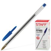 Ручка шариковая масляная Staff Basic "OBP-312", 143012, СИНЯЯ, корпус ассорти, узел 0.7 мм, линия письма 0.35 мм