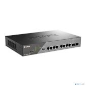 Коммутатор D-link DSS-200G-10MP/A1A Smart L2 Surveillance Switch 8х1000Base-T PoE, 2x1000Base-X SFP, PoE Budget 130W, Long-range PoE up to 250m
