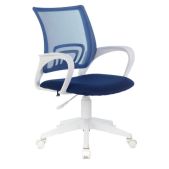 Кресло Brabix Fly MG-396W 532399 с подлокотниками, пластик белый, сетка, темно-синее