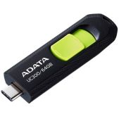 Устройство USB3.2 Flash Drive 64Gb A-Data Type-C UC300 ACHO-UC300-64G-RBKGN черно-зеленый