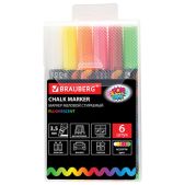 Маркеры меловые Brauberg Pop-Art 151526 набор 6 цветов, 3.5мм, стираемые, для гладких поверхностей