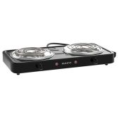 Плитка электрическая MaxVI HE201 черный 2.0кВт, 2стальные конфорки
