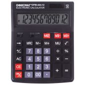 Калькулятор настольный 12 разрядов Офисмаг OFM-444 199x153мм, двойное питание, черный, 250459