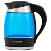 Чайник Starwind SKG2216 1.8л. 2.2кВт сине-черный, стекло