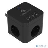 Сетевой фильтр с USB заряд. Cablexpert Cube CUBE-3-U4-B-1.5 черный, 3 розетки, 10А, 4хUSB, 1.5м