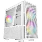 Корпус mATX без БП Deepcool CH360 WH боковое окно закаленное стекло, 2x140мм ARGb LED вентилятор спереди и 1x120мм ARGb LED вентилятор сзади, белый