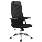 Кресло Brabix 532917 Premium Ultimate EX-801 черное, хром, плотная двойная сетка Х2,