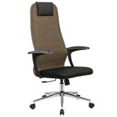 Кресло Brabix 532920 Premium Ultimate EX-801 черно-коричневое, хром, плотная двойная сетка Х2