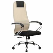 Кресло офисное Brabix 532913 Premium Ultimate EX-800 черно-бежевое, хром, плотная двойная сетка Х2