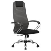 Кресло офисное Brabix 532912 Premium Ultimate EX-800 черно-серое, хром, плотная двойная сетка Х2