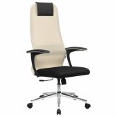 Кресло офисное Brabix 532919 Premium Ultimate EX-801 черно-бежевое, хром, плотная двойная сетка Х2