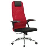 Кресло офисное Brabix 532921 Premium Ultimate EX-801 черно-красное, хром, плотная двойная сетка Х2