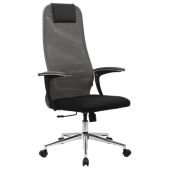 Кресло офисное Brabix 532918 Premium Ultimate EX-801 черно-серое, хром, плотная двойная сетка Х2