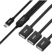 Разветвитель на 3 USB Greenconnect GCR-55311 USB Hub Type-C гибкий 1.2m разветвитель на 3 USB порта, СМ / 3 х AF, черный