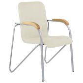 Кресло Brabix Samba CF-104 532760 серый каркас, накладки бук, кожзам бежевый, собрано