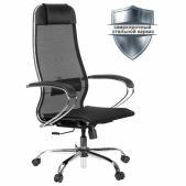 Кресло офисное Метта К-12 хром, ткань-сетка, сиденье и спинка регулируемые, черное