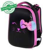 Ранец Brauberg SHINY 272040 Smiling cat 2 отделения, с брелком, 38х28х14 см