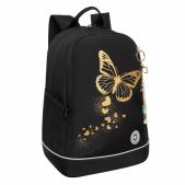 Рюкзак Grizzly RG-463-5/1 GoldEN Butterfly, школьный, анатомическая спинка, 2 отделения, для девочек, 38х28х18 см