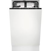 Встраиваемая посудомоечная машина Electrolux KESC2210L 45см, загрузка на 9 комплектов посуды, сенсорное управление, 8 программ, 44.6x55x82 см, черная цвет, сушка: с открыванием дверцы, индикация на полу: луч