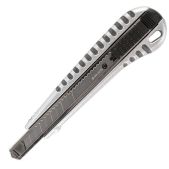 Нож 18мм Brauberg "Metallic", роликовый фиксатор, резиновые вставки, металл, 237159