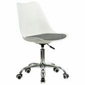 Кресло стул Brabix 532924 Eames MG-310 CH, хром, пластик белый, ткань серая