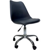 Кресло стул Brabix 532925 Eames MG-310 CH, хром, пластик черный, экокожа черная