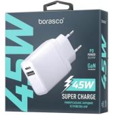 Зарядное устройство BoraSCO 52390 USB A + USB-C, PD, QC 45Вт, белое