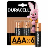 Батарейки Duracell Basic ААА LR03 Б0014858 комплект 6 шт 24А, алкалиновые, мизинчиковые