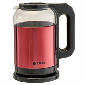 Чайник Delta DL-1115 красный 1.5кВт, 1.8л ЗНЭ стекло, подсветка