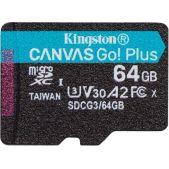 Карта памяти MicroSDXC 64Gb Kingston SDCG3/64GbSP Canvas Go Plus 170R A2 U3 V30 Card W/O ADP