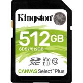 Карта памяти SDXC 512Gb Kingston SDS2/SDXC Canvas Select Plus 100R C10 UHS-I U3 V30