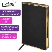 Ежедневник датированный 2025 A5 148х218мм Galant 115726 Infinity Gold, под кожу, черный