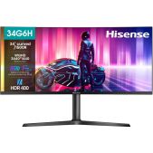 Монитор 34 Hisense 34G6H Black VA, 3440x1440, HDMI+HDMI+DP, 1 ms, 178°/178°, 400 кд/м2 3000:1, 165Hz, Curved R1500