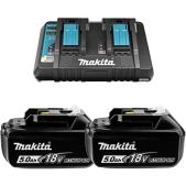 Аккумулятор Makita 199380/191L75-3 18 В; 5.0 Ач; Li-Ion, 2шт BL1850B, LXT + зарядное устройство DC18RD два поста, коробка 191L75-3 комплект