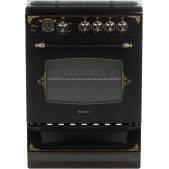 Плита газовая Гефест ПГ 6100-03 0179 черная ретро, стеклянная крышка, чугунная решётка