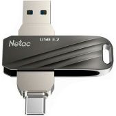 Устройство USB 3.0 Flash Drive 64Gb Netac NT03US11C-064G-32BK US1 +TypeC Dual