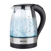 Чайник Vitek VT-7008 1.7л. 2.2кВт прозрачный/черный корпус: стекло/пластик