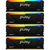 Модуль памяти DDR4 64Gb 4х16Gb 2666MHz Kingston KF426C16BB2AK4/64 CL16 DIMM Kit of 4 Fury Beast RGB