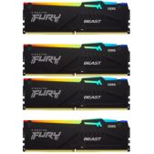 Модуль памяти DDR5 64Gb 4х16Gb 5200MHz Kingston KF552C40BBAK4-64 CL40 DIMM Kit of 4 Fury Beast RGB XMP