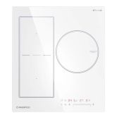 Варочная индукционная панель Maunfeld CVI453SBWH Inverter 45 см, сенсорное управление, 3 конфорки, объединение зон, таймер, автоматическое выключение, бустер, белый