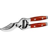 Секатор Grinda P-15 423415 210 мм, нержавеющая сталь, с деревянными рукоятками, цельнокованый плоскостной