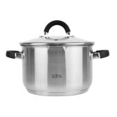 Кастрюля Lara LR02-907 Ника нерж. 3.9 л, 20x12 см, капс.индукционное дно, крышка-дуршлаг