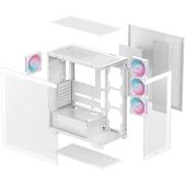 Корпус ATX без БП Deepcool CG580 4F WH белый боковое окно панорама, 4x120мм ARGb PWM вентилятора