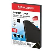 Обложки А4 Brauberg 530940 пластиковые для переплета, комплект 100 шт, 300 мкм, черные