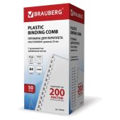 Пружины Brauberg 530929 пластиковые для переплета, комплект 50 шт, 25мм для сшивания 181-200 л., белые