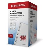 Пружины Brauberg 530935 пластиковые для переплета, комплект 50 шт, 51мм для сшивания 411-450 л., белые