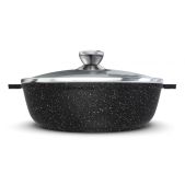 Жаровня Нева металл посуда 186530 стекл. крышкой 3л Каменная черный гранит