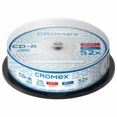 Диски CD-R Cromex, 700 Mb, 52x, Cake Box (упаковка на шпиле), КОМПЛЕКТ 25 шт., 513776